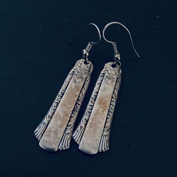 Vintage Flatware Silver Spoon Earrings - Picture 1 of 3